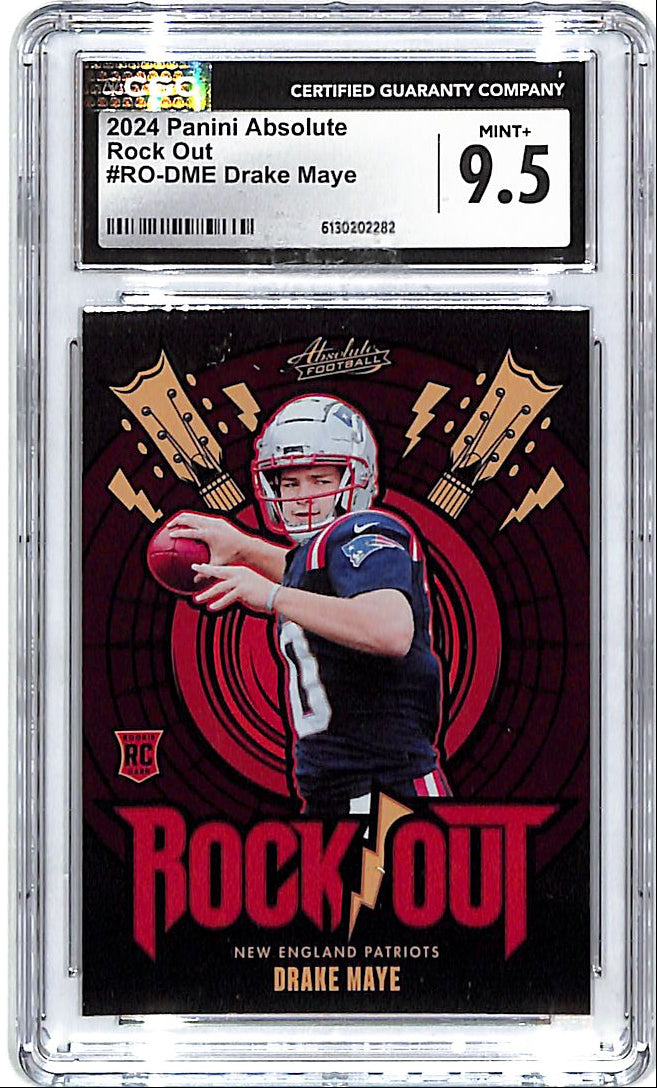 2024 Absolute Drake Maye Rock Out Rookie RC CGC 9.5 Patriots