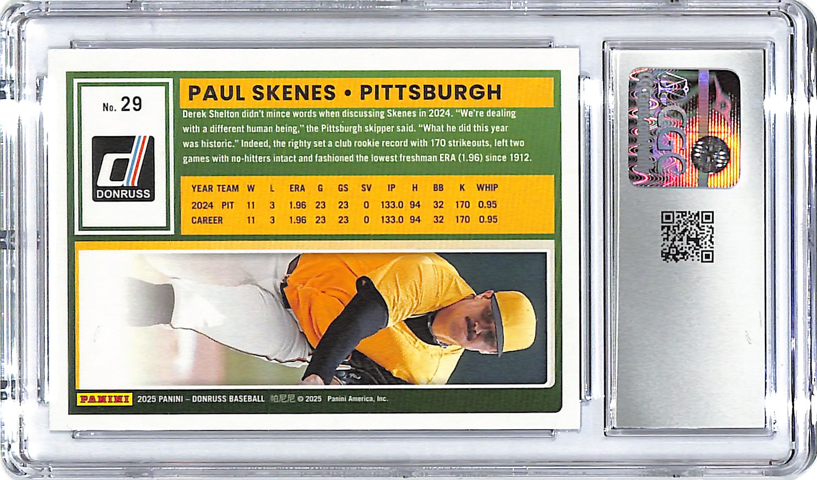 2025 Donruss Paul Skenes Rockets CGC 10 Pirates