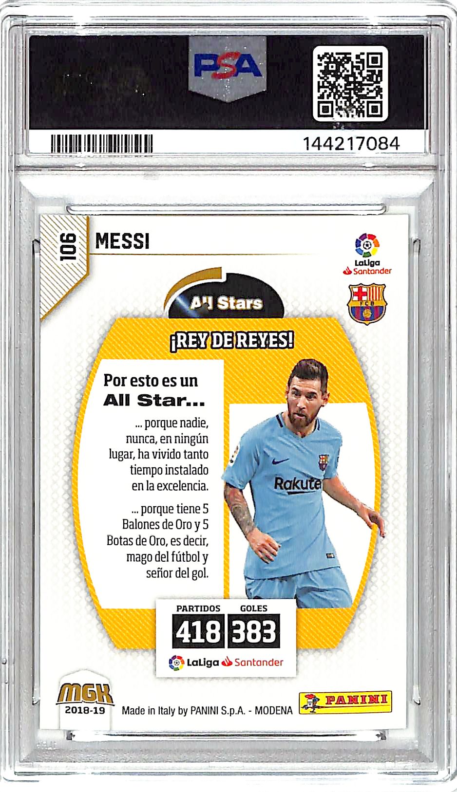 2018-19 Panini Megacracks Lionel Messi All Stars #106 Foil PSA 8