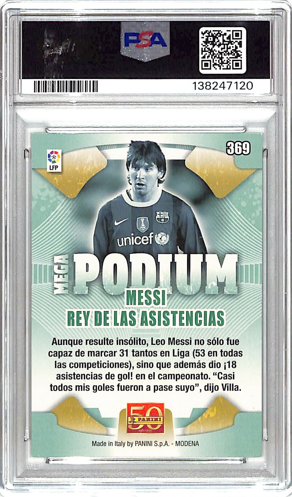 2011-12 Panini Mega Cracks Lionel Messi Liga BBVA PSA 6 #369