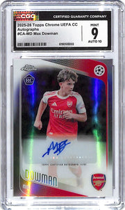 2025-26 Topps Chrome UEFA Max Dowman Auto Autograph Rookie RC Refractor CGC 9
