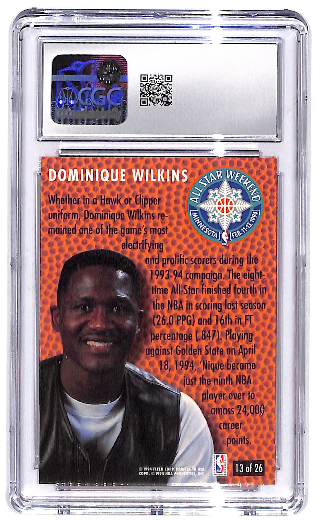1994-95 Dominique Wilkins Fleer All-Stars #13 CGC Gem Mint 10