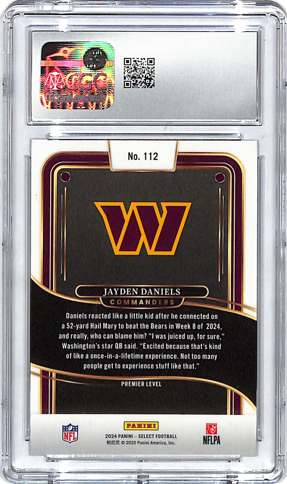 2024 Select Jayden Daniels Rookie RC #112 CGC 10 Commanders
