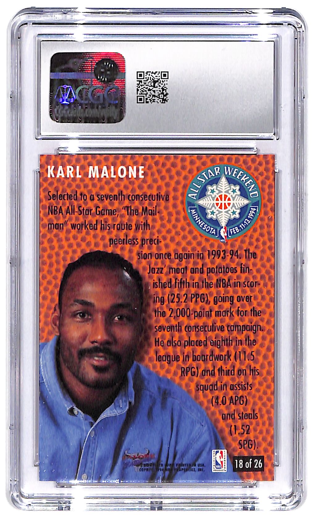 1994-95 Karl Malone Fleer All-Stars #18 CGC Gem Mint 10