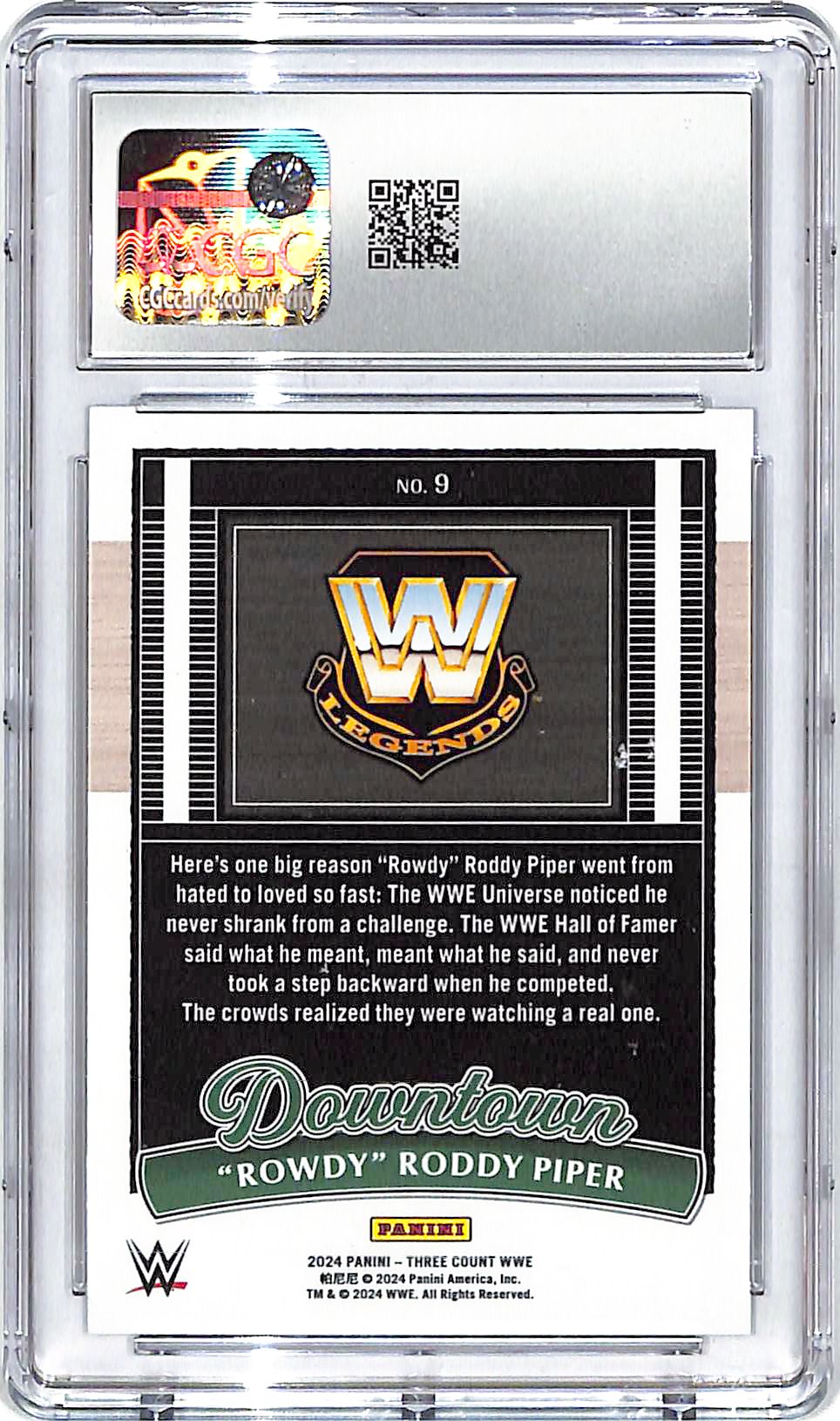 2024 Panini Three Count Rowdy Roddy Piper Downtown #9 CGC 9