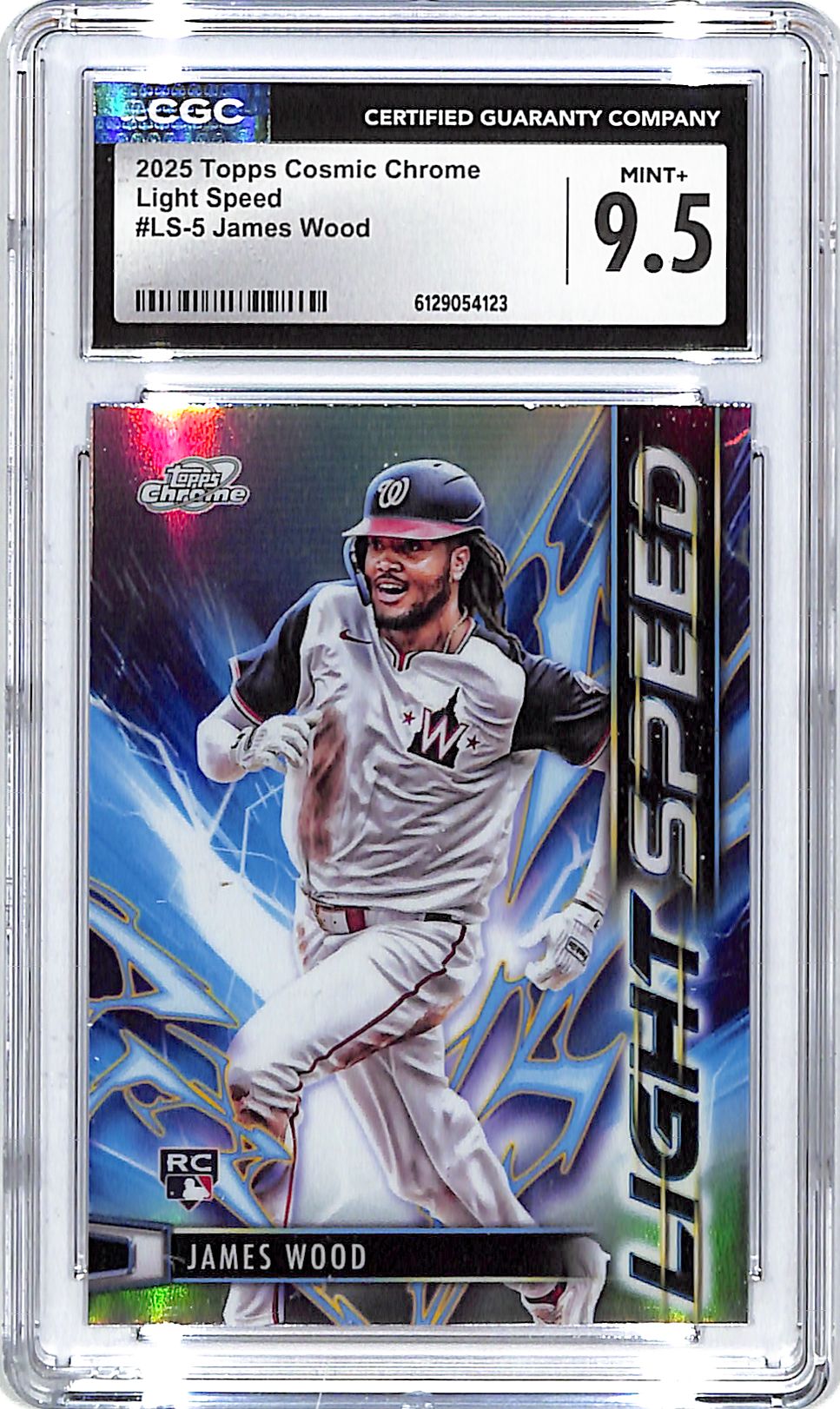 2025 Topps Chrome Cosmic James Wood Light Speed Rookie #5 CGC 9.5 Nationals