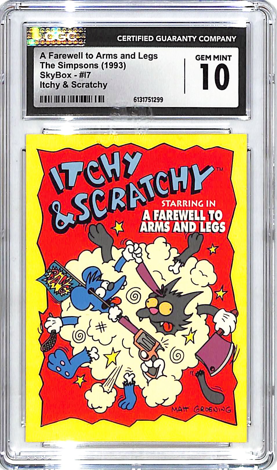 1993 Skybox The Simpsons Itchy & Scratchy A Farewell to Arms and Legs CGC 10