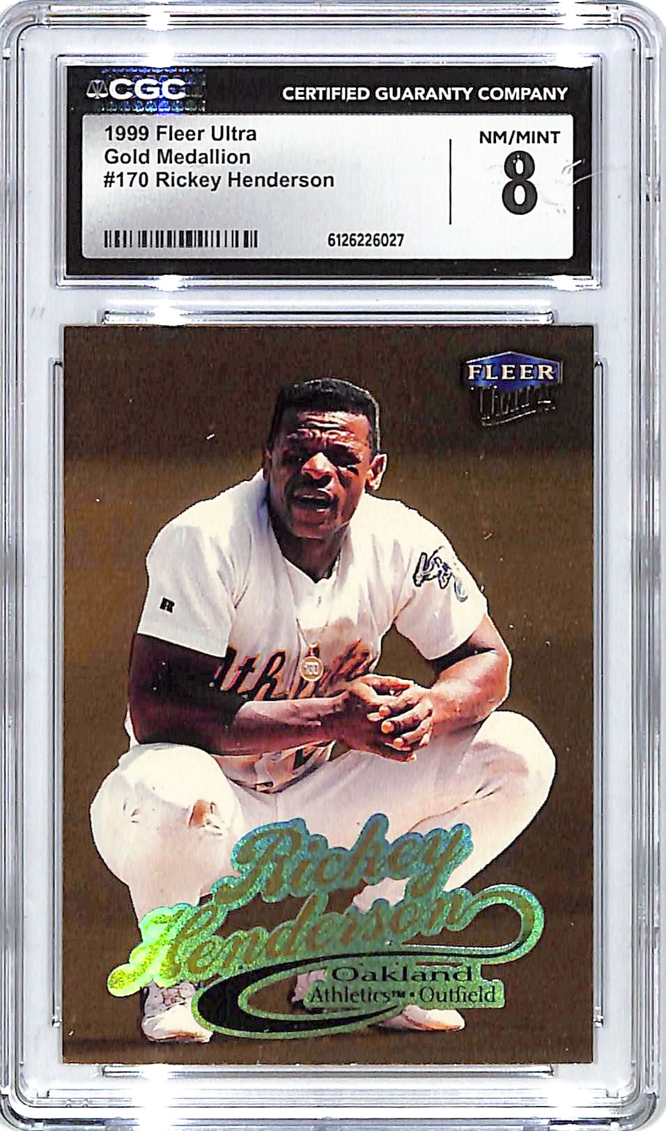 1999 Fleer Ultra Rickey Henderson Gold Medallion #170 CGC 8 Athletics