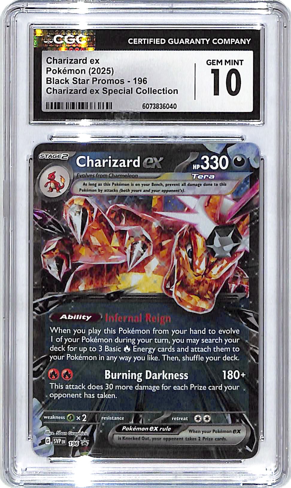 Pokemon Charizard EX Black Star Promo 196 CGC 10 Special Collection