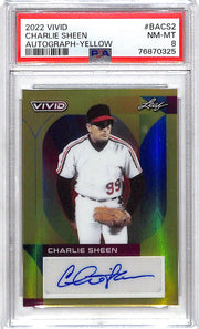 2022 Leaf Vivid Charlie Sheen Auto Autograph Yellow /50 PSA 8