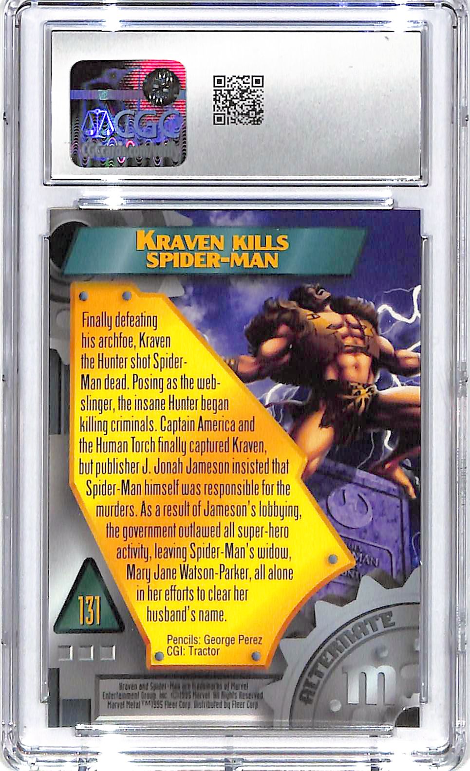 1995 Kraven Fleer Marvel Metal Inaugural Edition #131 CGC Mint Plus 9.5