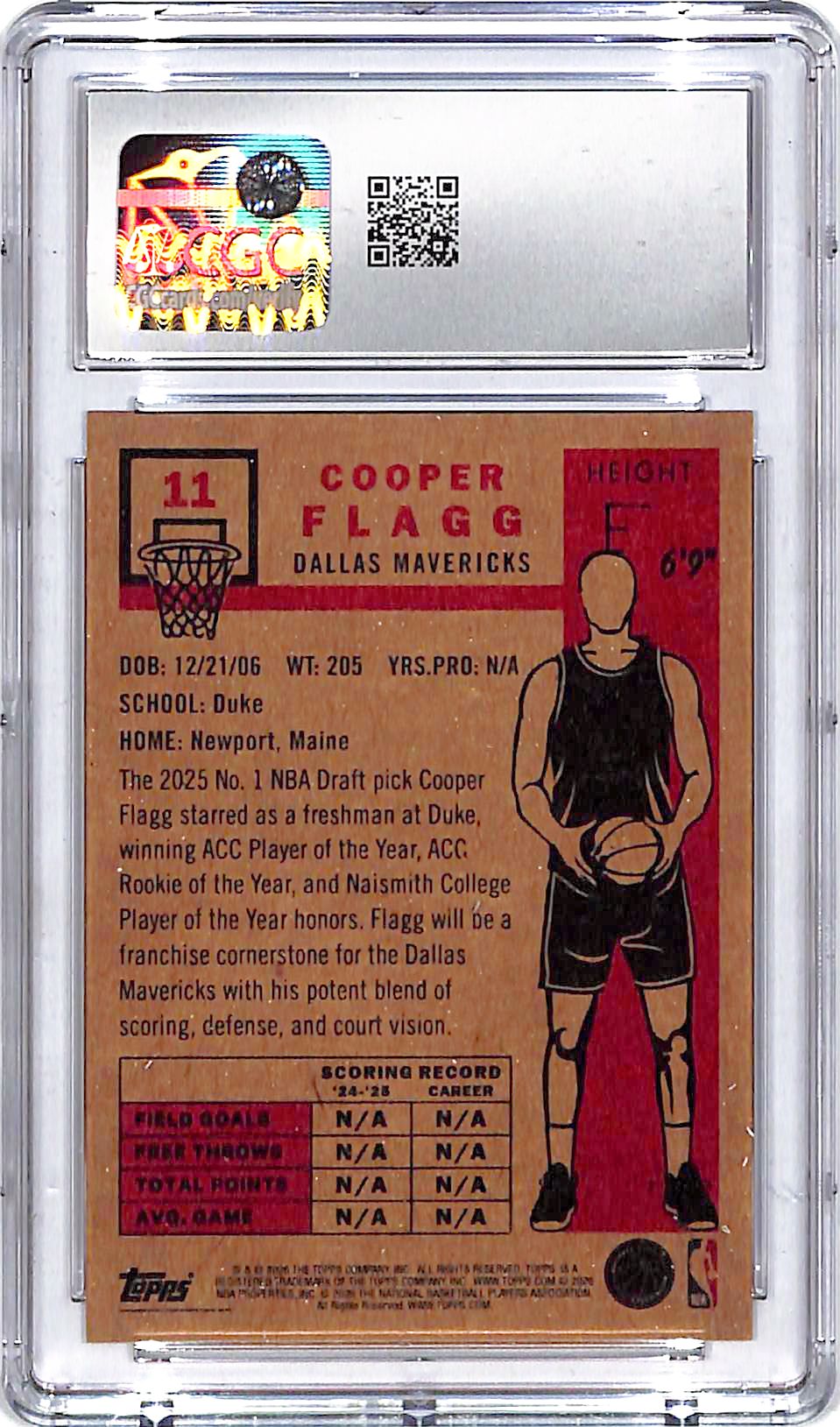 2025-26 Topps Living Set Cooper Flagg Rookie RC #11 CGC 9.5 Mavericks