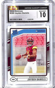 2024 Donruss Jayden Daniels Rated Rookie RC #389 CGC 10 Commanders