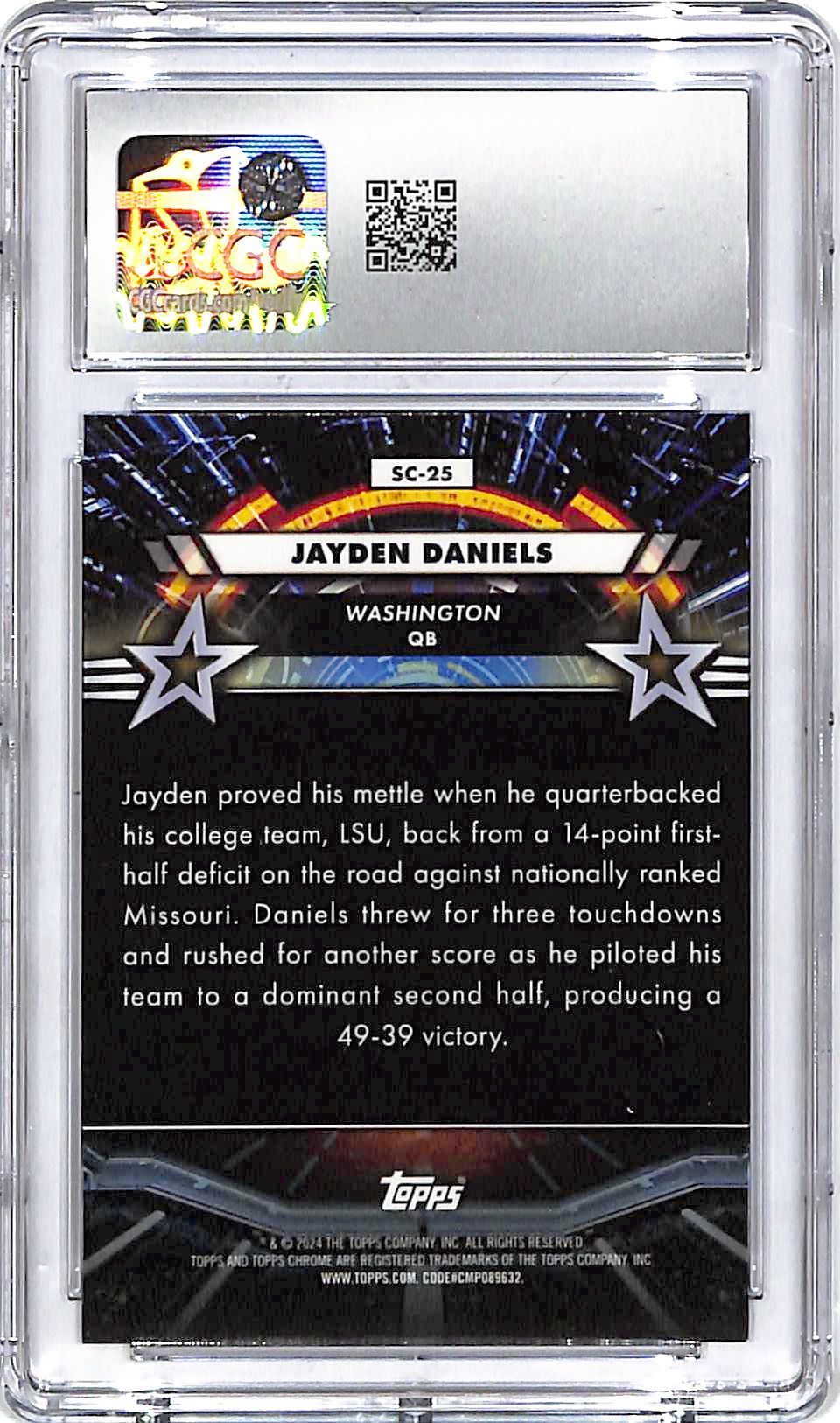 2024 Topps Chrome Cosmic Jayden Daniels Star Command Rookie RC CGC 10 Commanders
