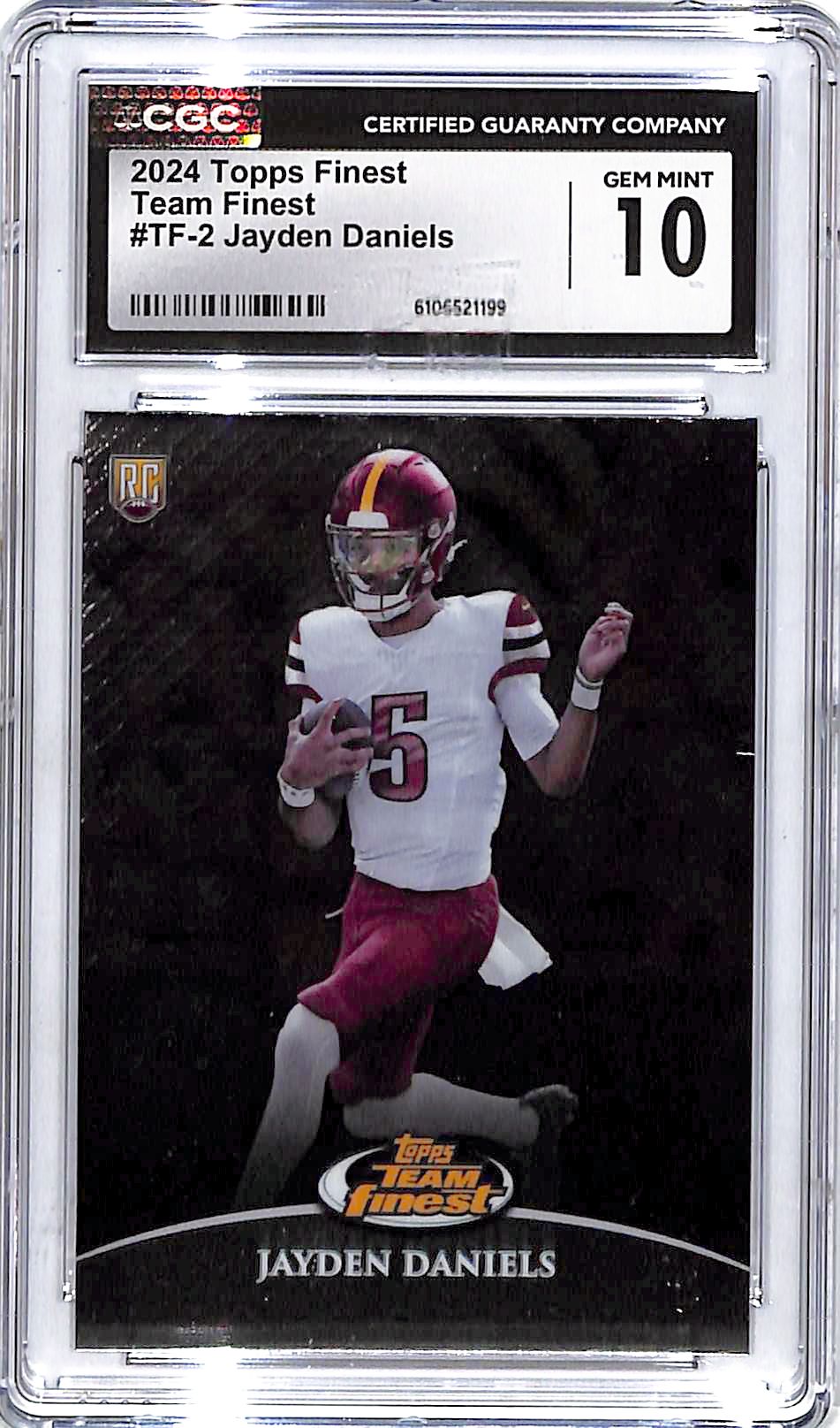 2024 Topps Finest Jayden Daniels Team Finest Rookie RC CGC 10 Commanders