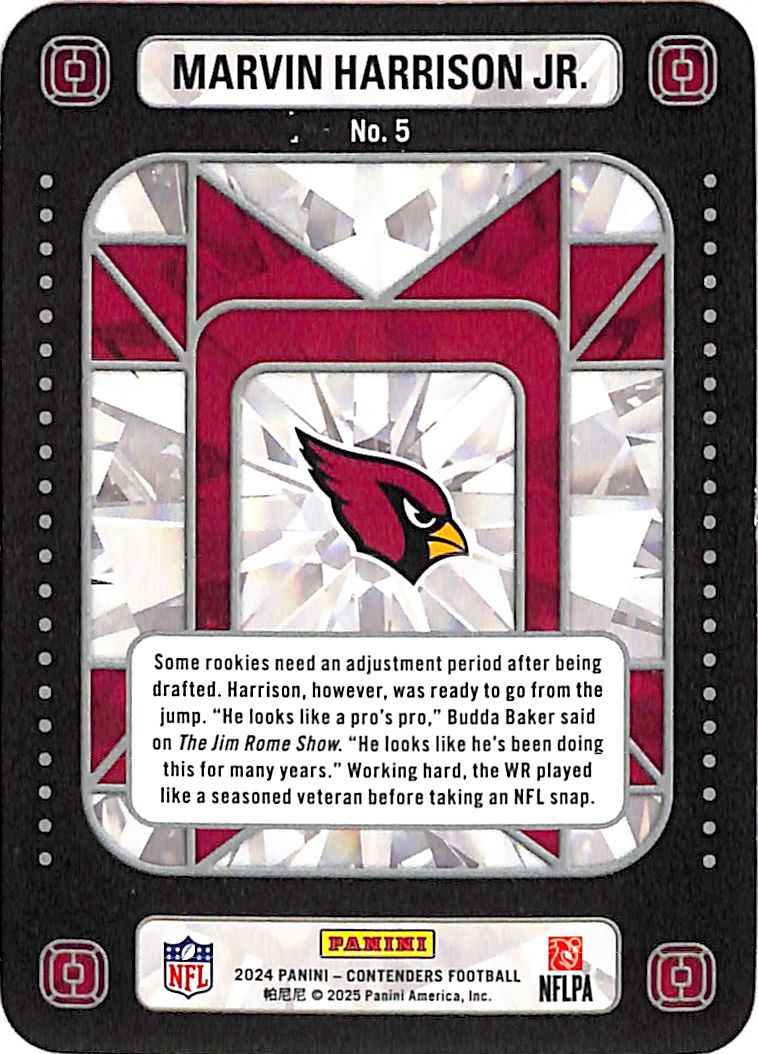2024 Contenders Marvin Harrison Jr Crown Jewels Rookie RC Cardinals