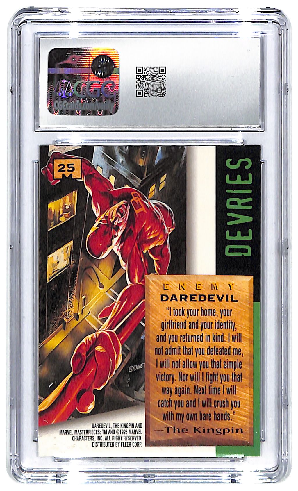 1995 Daredevil Fleer Marvel Masterpieces #25 CGC Mint Plus 9.5