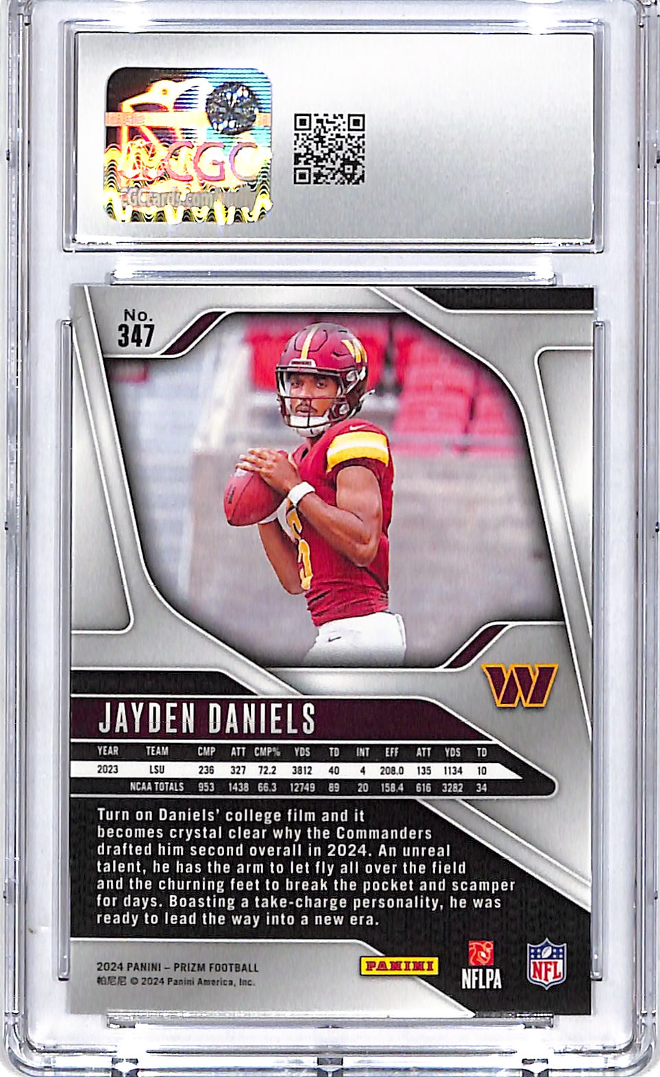 2024 Prizm Jayden Daniels Rookie RC #347 CGC 10 Commanders