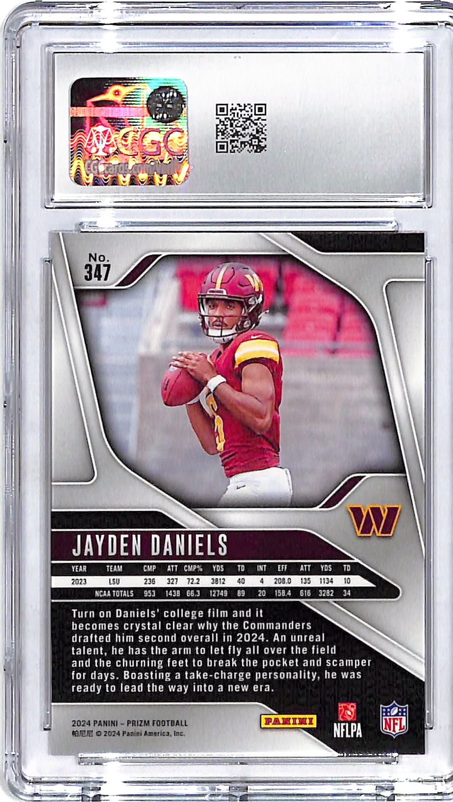2024 Prizm Jayden Daniels Rookie RC #347 CGC 10 Commanders