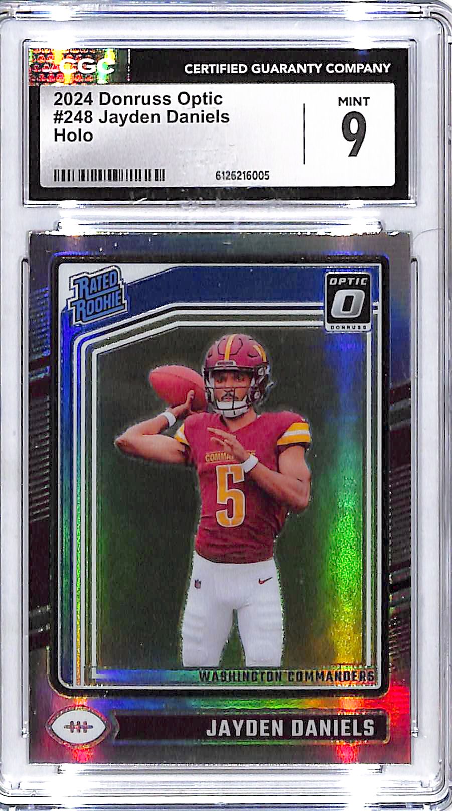 2024 Donruss Optic Jayden Daniels Rated Rookie RC Holo #248 CGC 9 Commanders