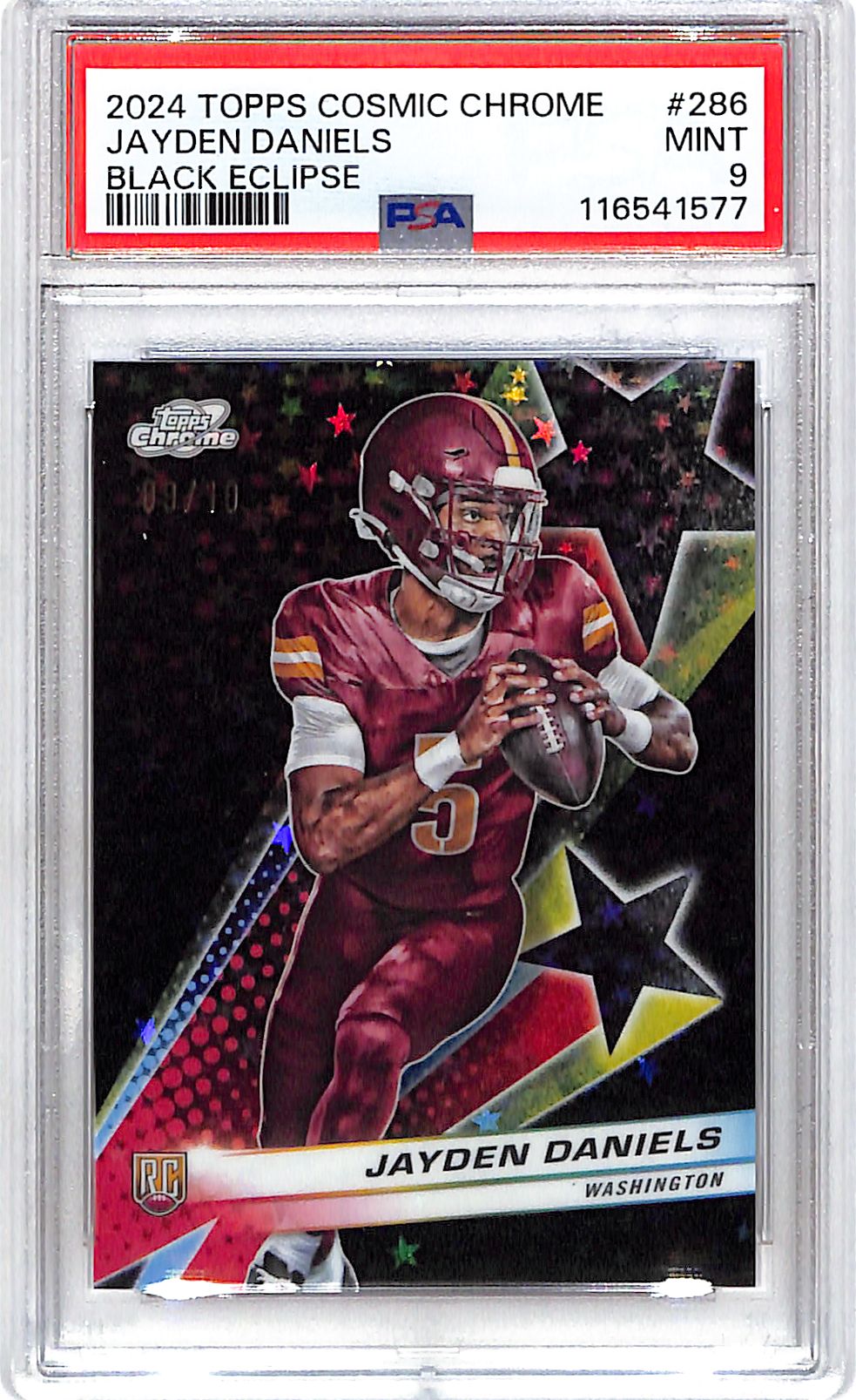 2024 Topps Chrome Cosmic Jayden Daniels Rookie RC Black Eclipse /10 PSA 9 Commanders