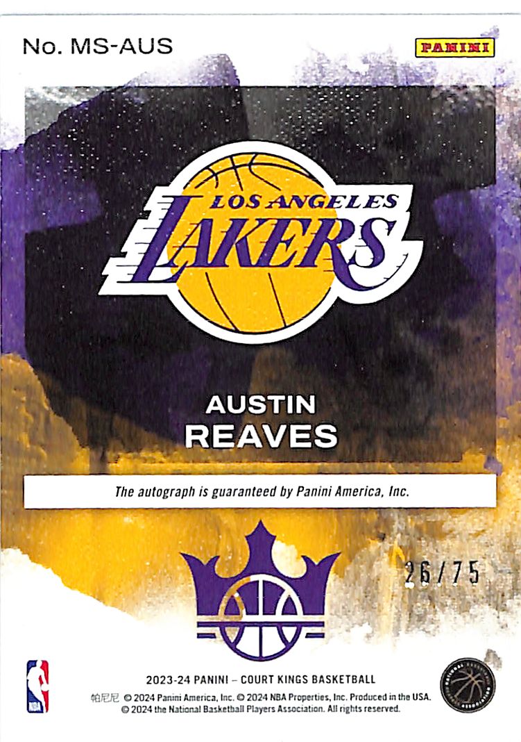 2023-24 Court Kings Austin Reaves Masterstrokes Auto Autograph /75 Lakers