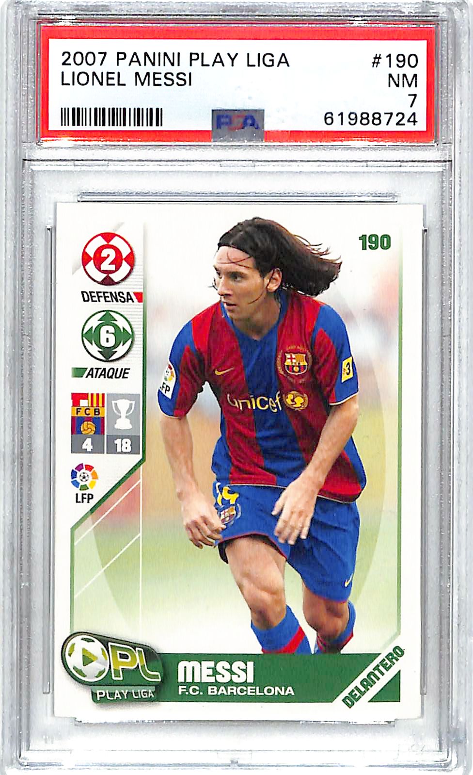 2007-08 Panini Play Liga Lionel Messi #190 PSA 7 Barcelona FC