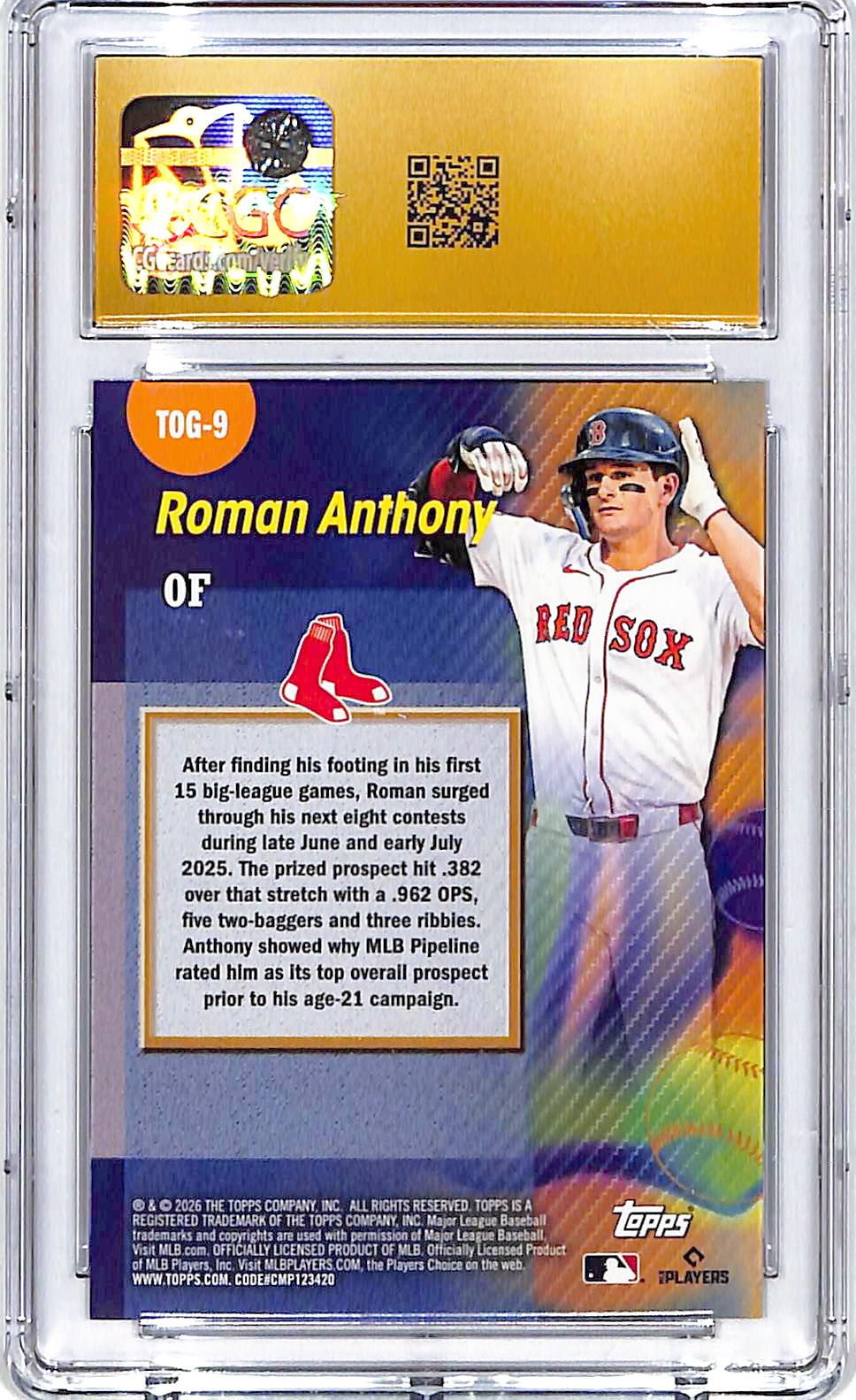 2026 Topps Roman Anthony Titans of the Game Rookie RC CGC 10 Pristine Red Sox