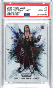 2024 Prizm WWE Bret Hit Man Hart Color Blast #3 PSA 10