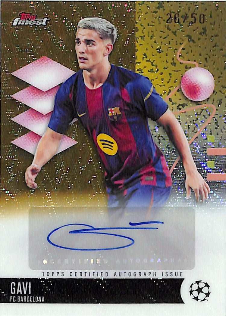 2025-26 Topps Finest UEFA Gavi Auto Autograph Gold Wave Refractor /50 FC Barcelona