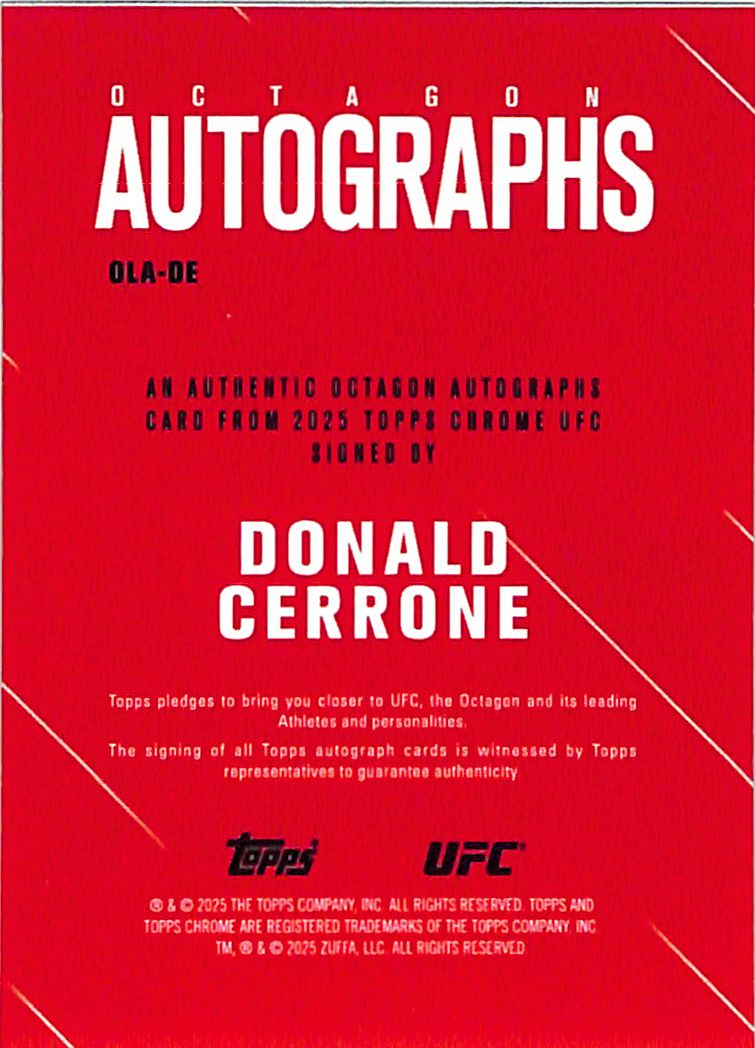 2025 Topps Chrome UFC Donald Cerrone Auto Autograph Gold Refractor /50 Octagon