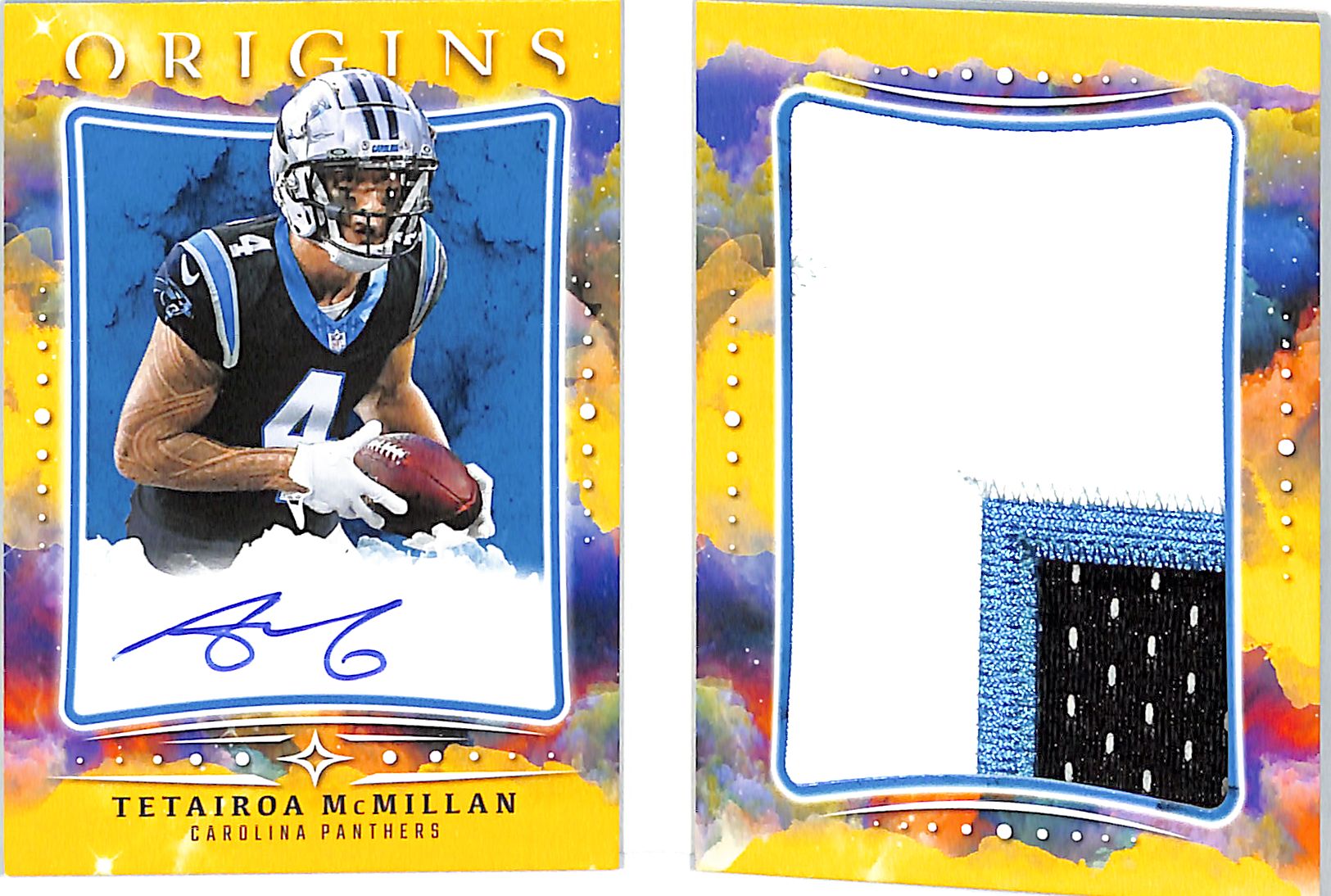 2025 Origins Tetairoa McMillan Auto Autograph Patch Jersey Rookie RC Booklet /25 RPA Panthers