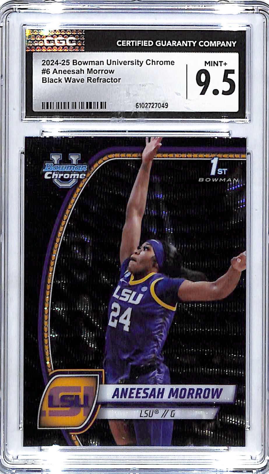 2024-25 Bowman Chrome University Aneesah Morrow Rookie RC Black Wave CGC 9.5 Refractor