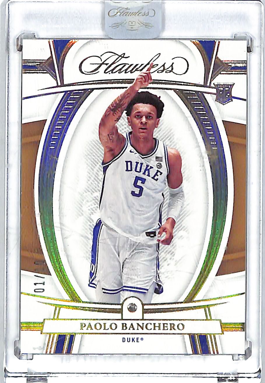 2022 Panini Flawless Collegiate Paolo Banchero Rookie RC Gold Diamond /10 Duke