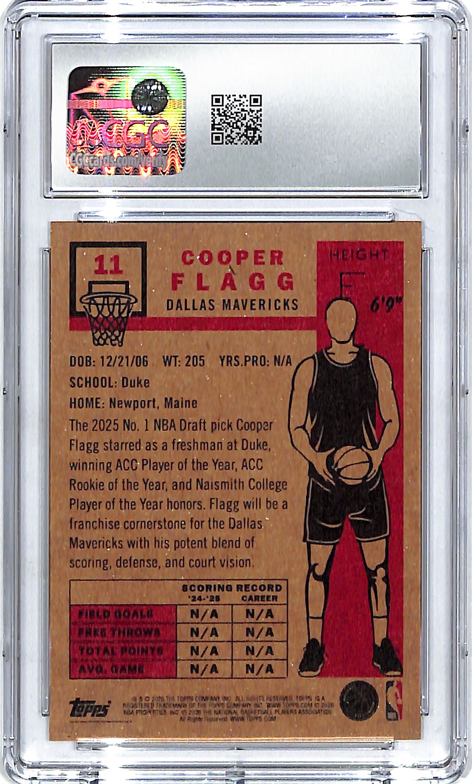 2025-26 Topps Living Set Cooper Flagg Rookie RC #11 CGC 9.5 Mavericks