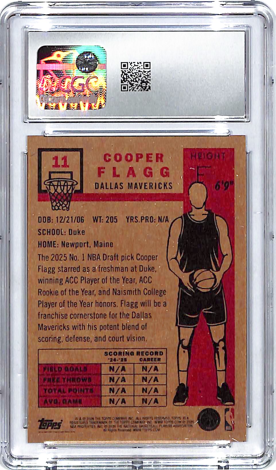 2025-26 Topps Living Set Cooper Flagg Rookie RC #11 CGC 9.5 Mavericks