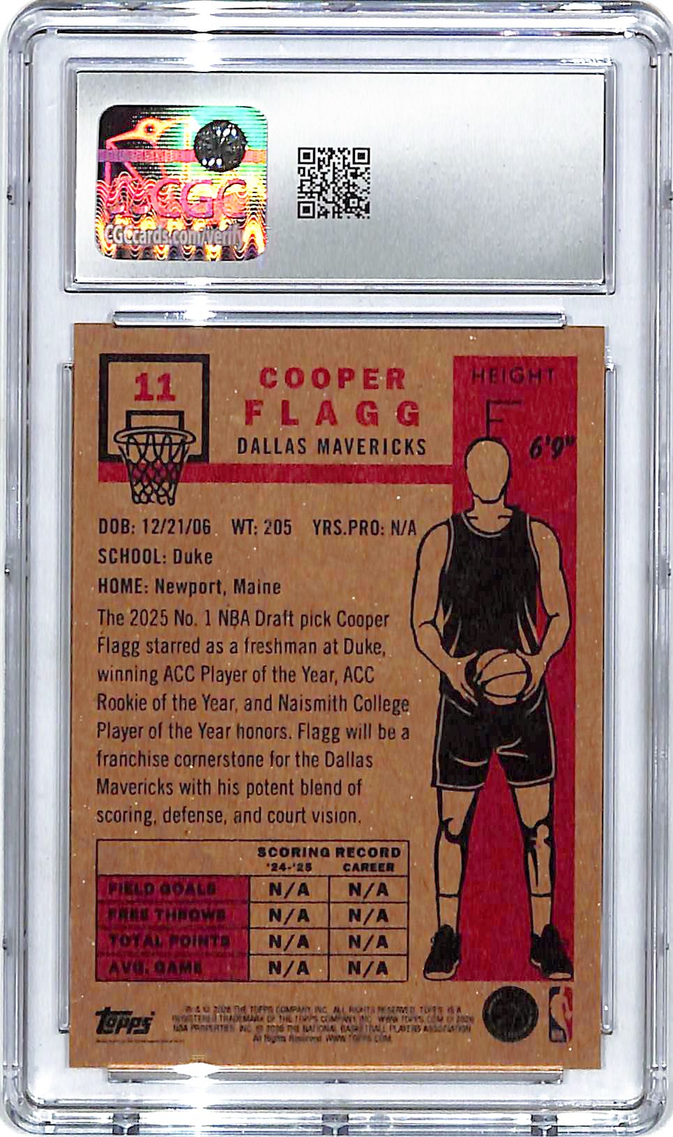 2025-26 Topps Living Set Cooper Flagg Rookie RC #11 CGC 9.5 Mavericks