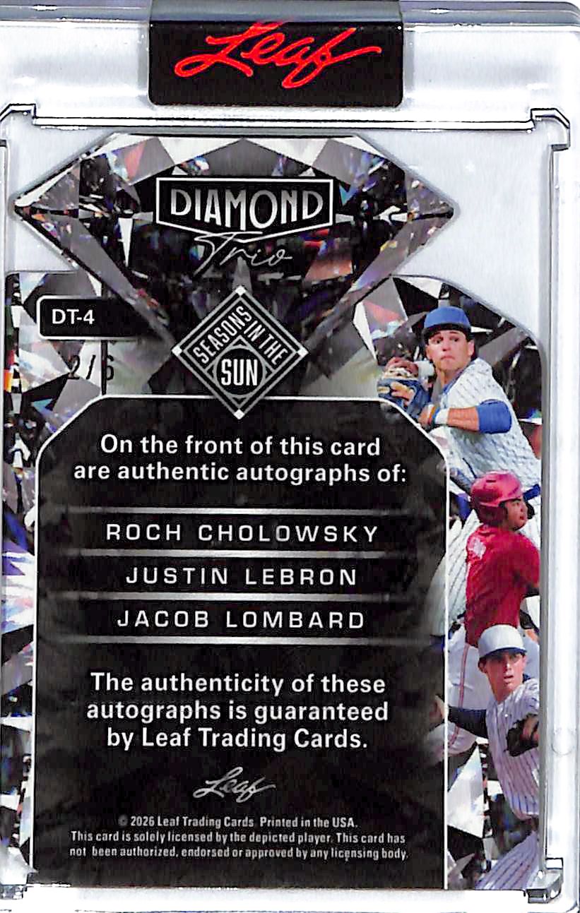 2026 Leaf Seasons in the Sun Roch Cholowsky Justin Lebron Jacob Lambard Auto /6 Autograph