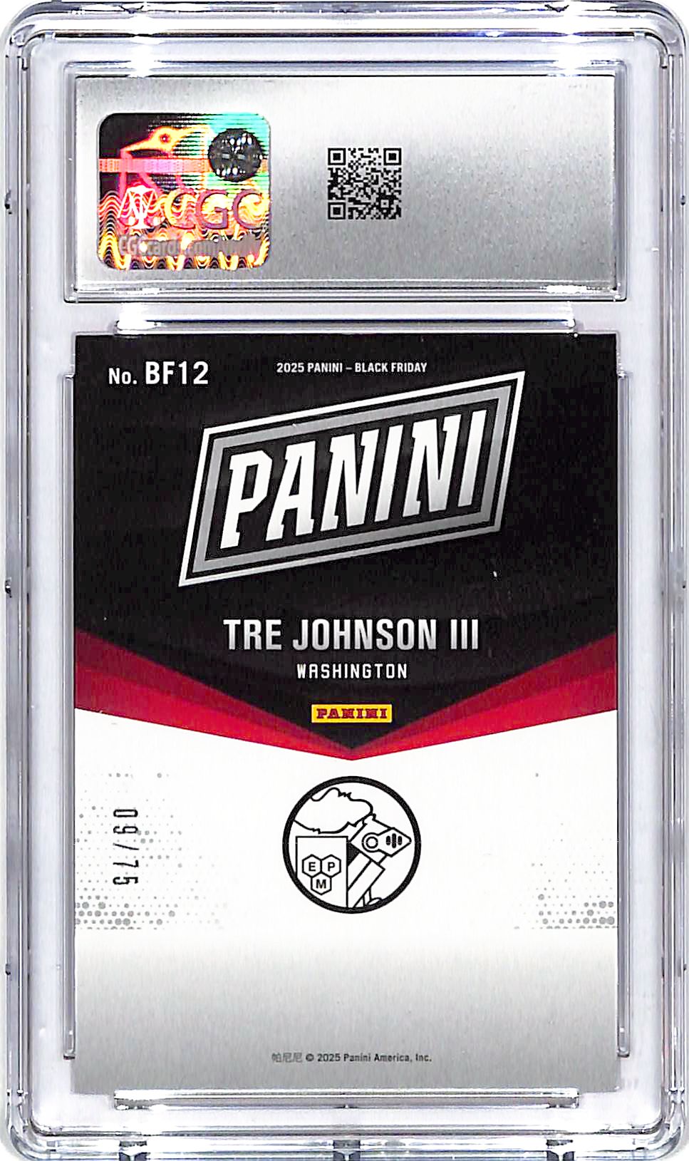 2025 Panini Black Friday Tre Johnson Rookie RC Red Drip /75 CGC 9.5 Wizards