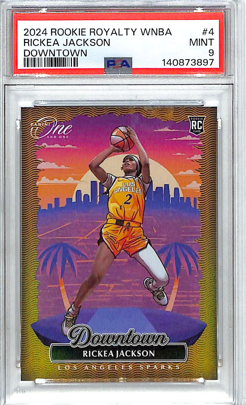 2024-25 Panini WNBA Rookie Royalty Rickea Jackson Downtown RC #4 PSA 9 Sparks