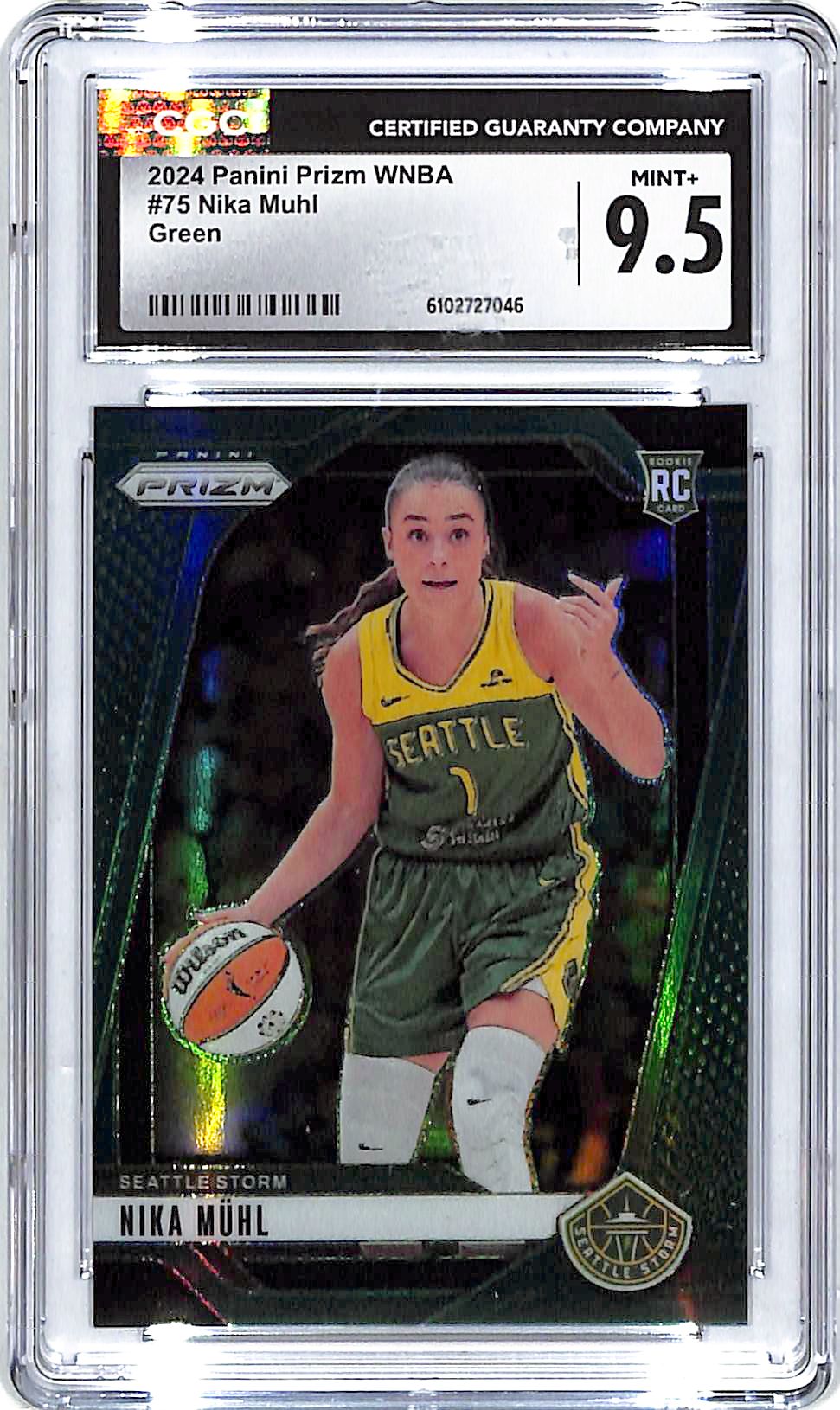 2024 Prizm WNBA Nika Muhl Rookie RC Green #75 CGC 9.5 Storm