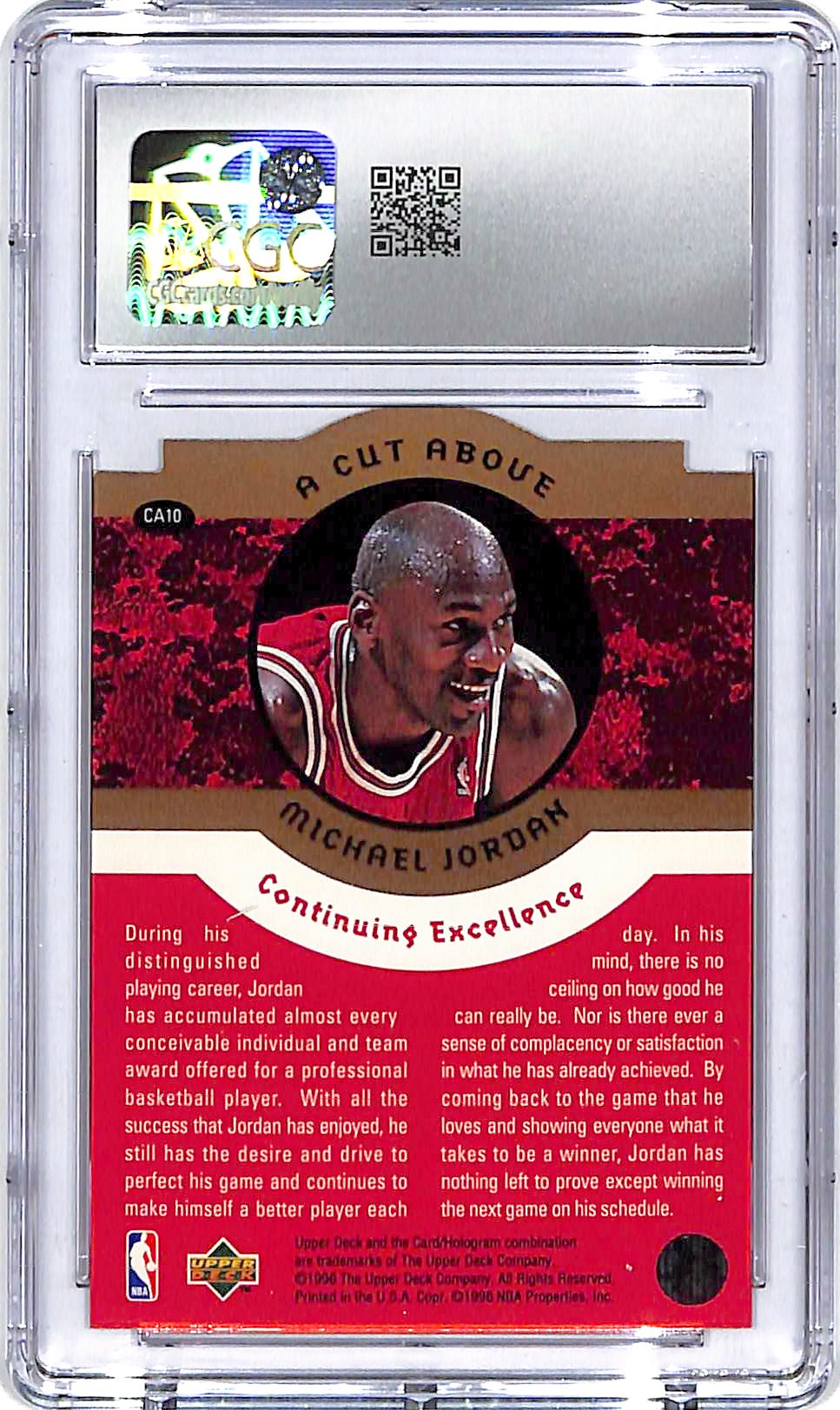 1996-97 Collector's Choice Michael Jordan A Cut Above CA10 CGC 9 Bulls