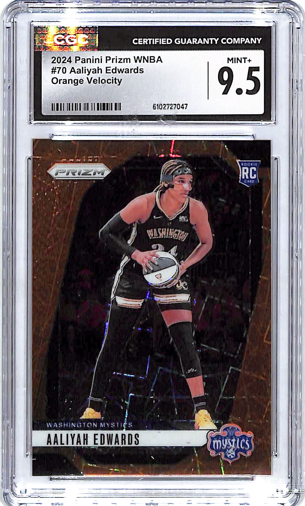 2024 Prizm WNBA Aaliyah Edwards Rookie RC Orange Velocity #70 CGC 9.5 Mystics