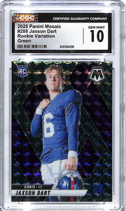 2025 Mosaic Jaxson Dart Rookie RC Green Variation #288 CGC 10 Giants