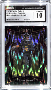2024 Select Jayden Daniels Rookie RC Black Green Shock CGC 10 Commanders