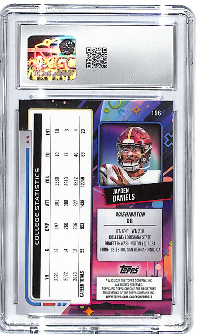 2024 Topps Chrome Cosmic Jayden Daniels Rookie RC #196 CGC 10 Commanders