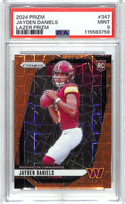 2024 Prizm Jayden Daniels Rookie RC Orange Lazer PSA 9 Commanders