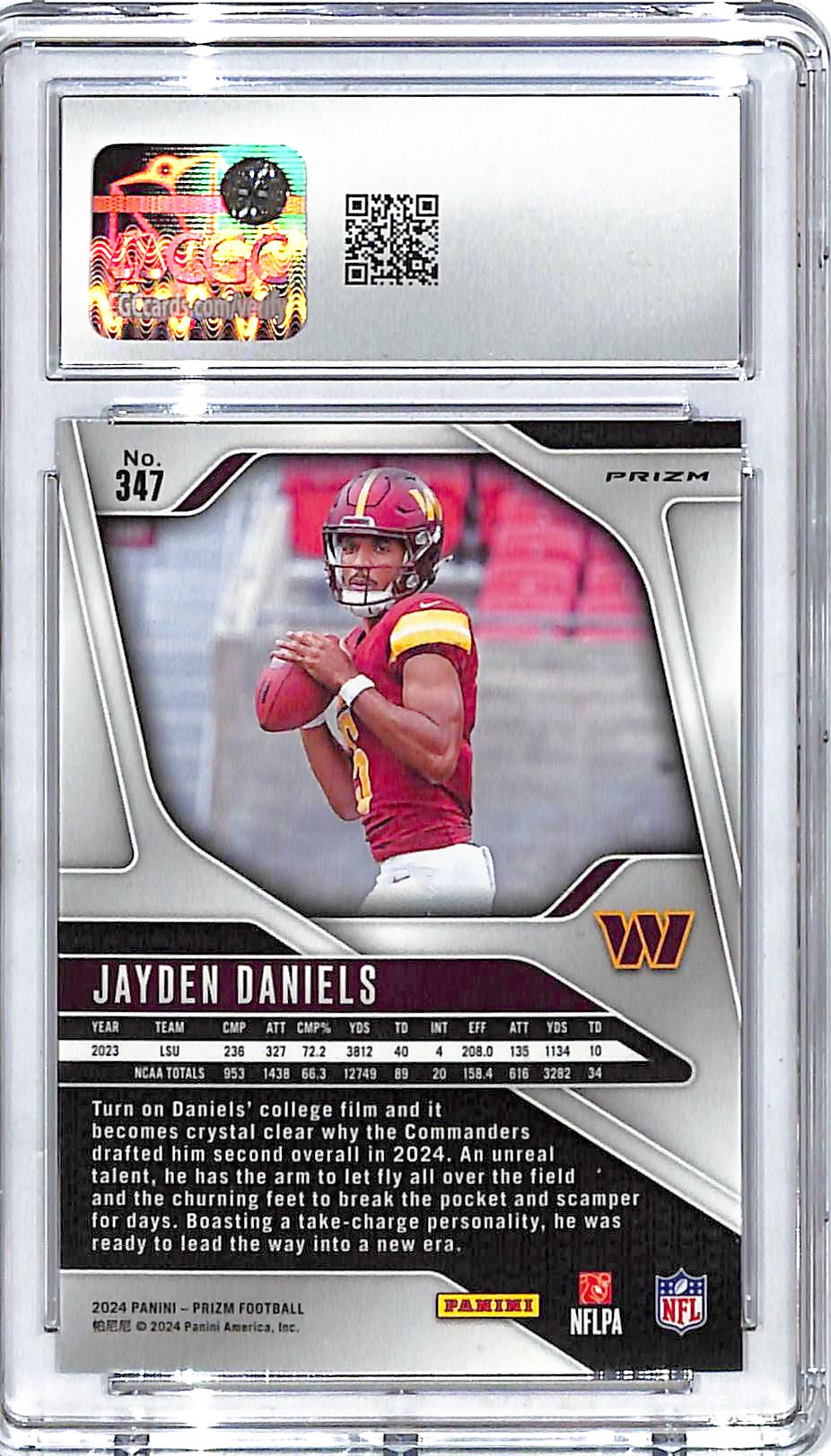 2024 Prizm Jayden Daniels Rookie RC Purple Pulsar CGC 8.5 Commanders