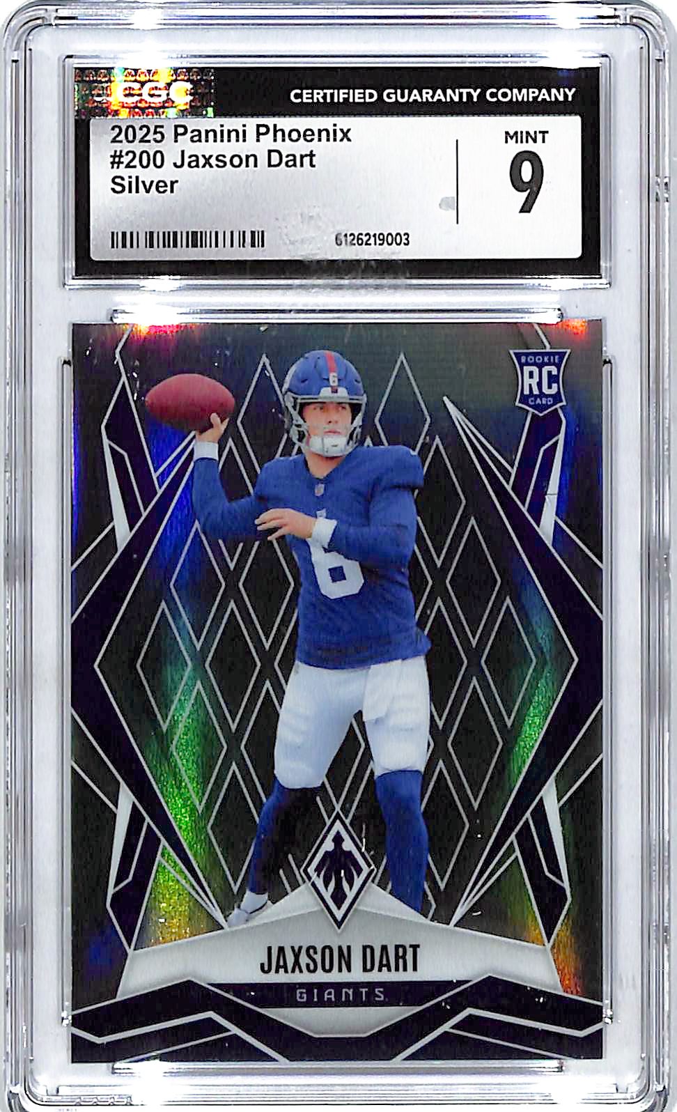 2025 Phoenix Jaxson Dart Rookie RC Silver #200 CGC 9 Giants