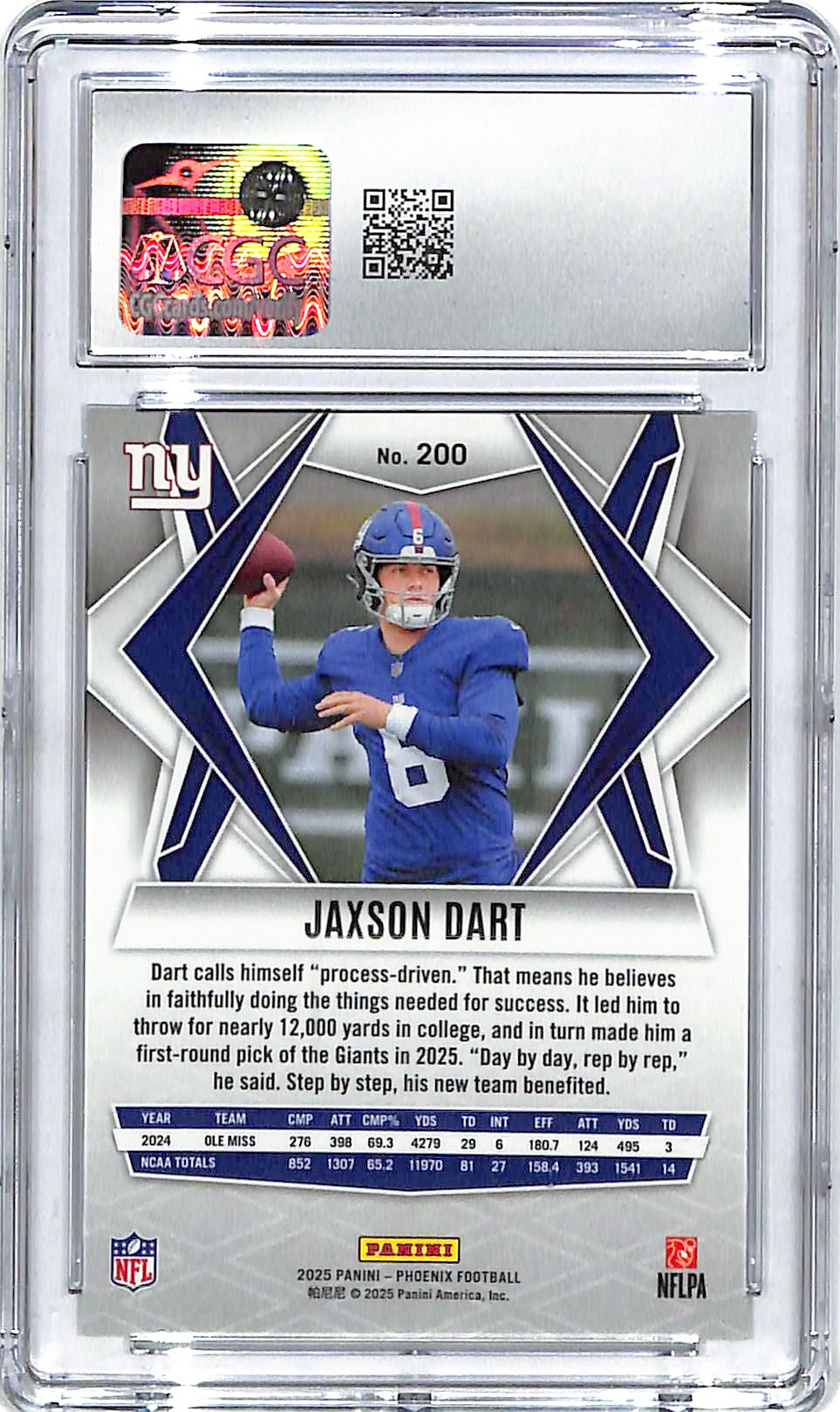 2025 Phoenix Jaxson Dart Rookie RC Silver #200 CGC 9 Giants